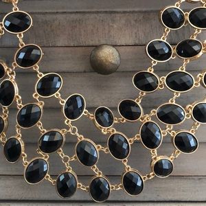 Sleek Black Gemstone Necklace - Gently Worn!